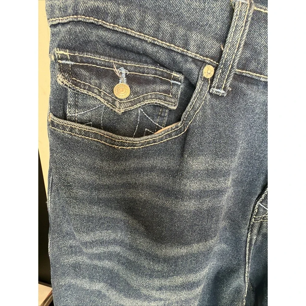 True Religion Geno Relaxed Slim Jeans Mens 33x32  Blue Flap Pocket Stretch Denim